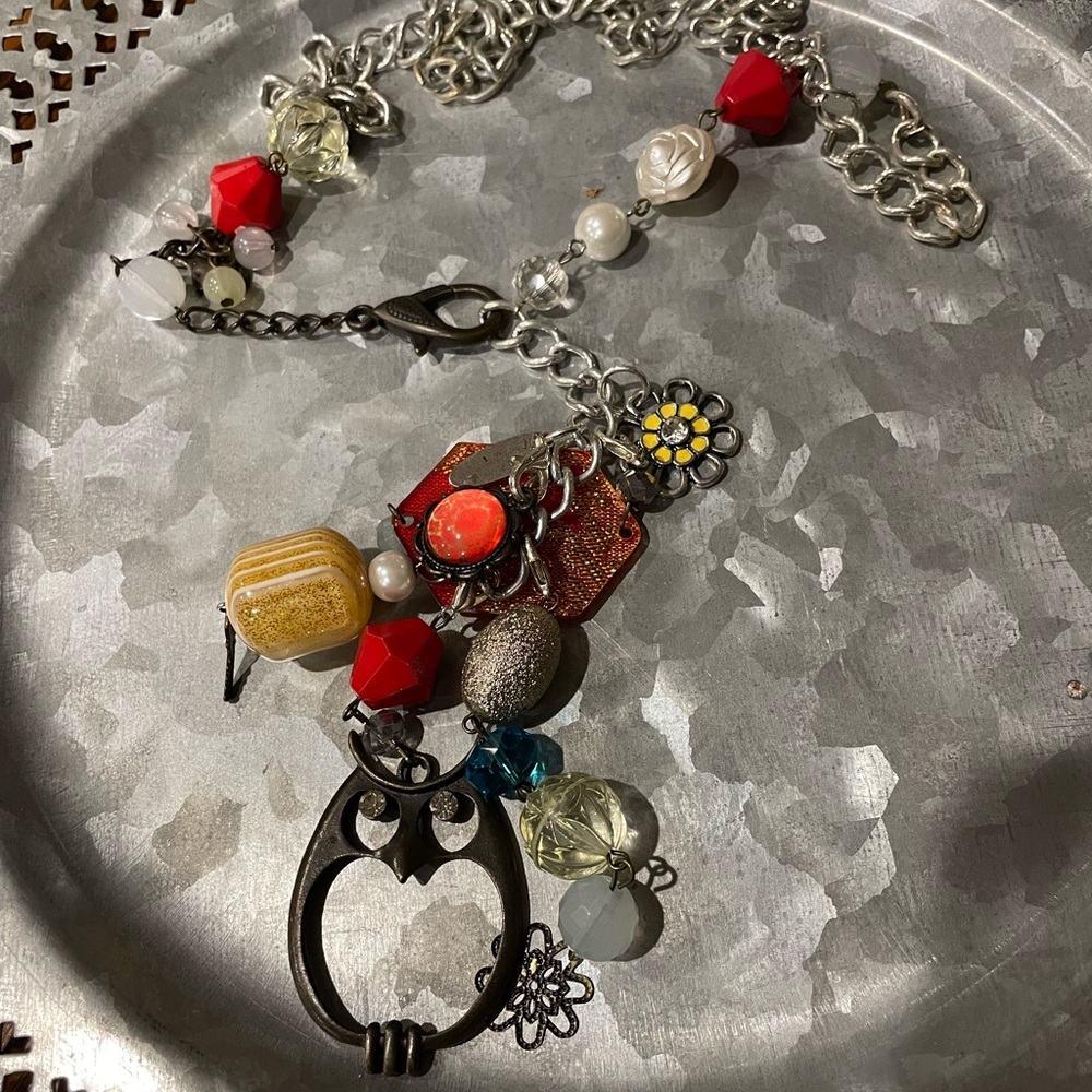 Plunder Silver long necklace with charms